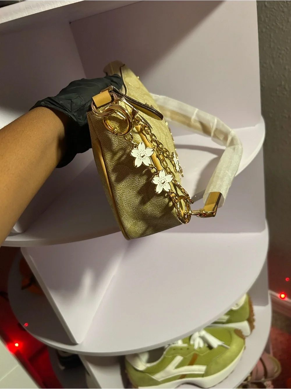 Coach Yellow Floral-Charm Mini Shoulder Bag
